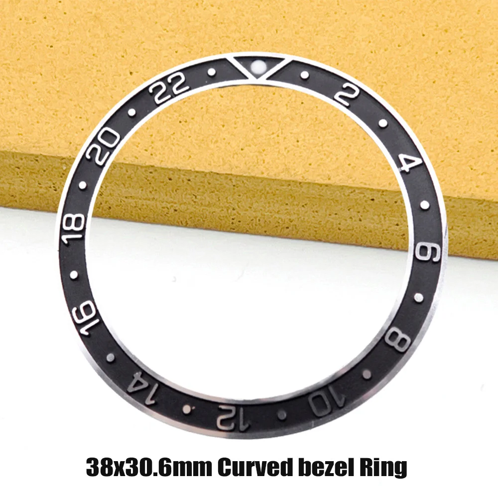 38x30.6 มม.GMT โค้งนาฬิกา BEZEL แทรก SKX007 แหวน Fit สําหรับ 24H GMT SKX007 นาฬิกากรณี NH35 NH36 นาฬิกา BEZEL แหวน