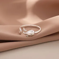 New 925 Sterling Silver Whale Fish Animal Opening Rings