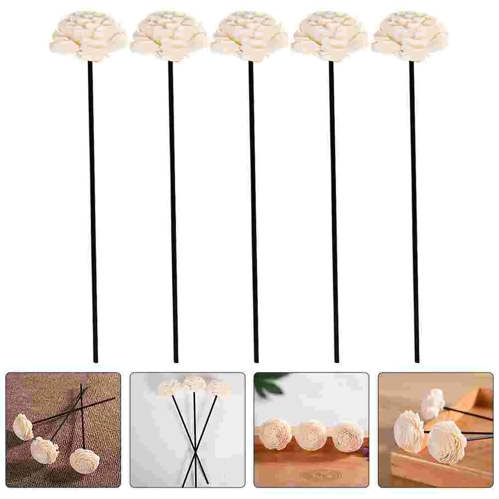 5 Pcs Incense Sticks Rattan Dried Flowers Oil Diffuser Aromatherapy Reeds Black