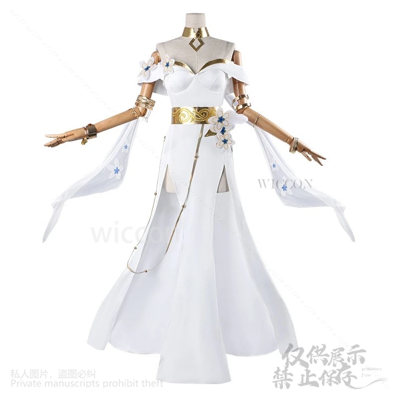 أنيمي لعبة هونكاي: ستار السكك الحديدية تأثيري Tribios الأحمر طويل الباروكات زي اليونانية الرجعية فستان أبيض لوليتا للفتيات امرأة كوس مخصصة