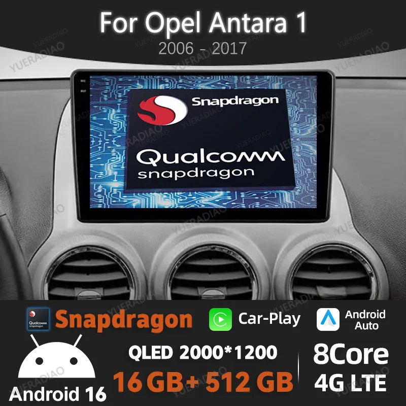 Android 16 Car Radio For Opel Antara 1 2006 - 2017 Qualcomm BT 2DIN GPS NAVI Multimedia Video Player 4G LTE 5G WIFI Head Unit
