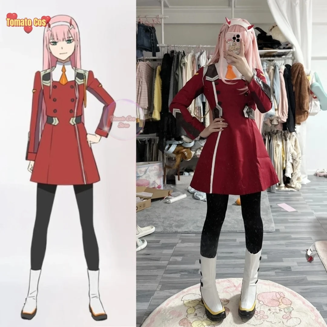 Game DARLING DARLING In The FRANXX Zero Two Cosplay Costume Dress 02 Cosplay Costume Women Cosplay Sexy Dress Headband Wig Shoes