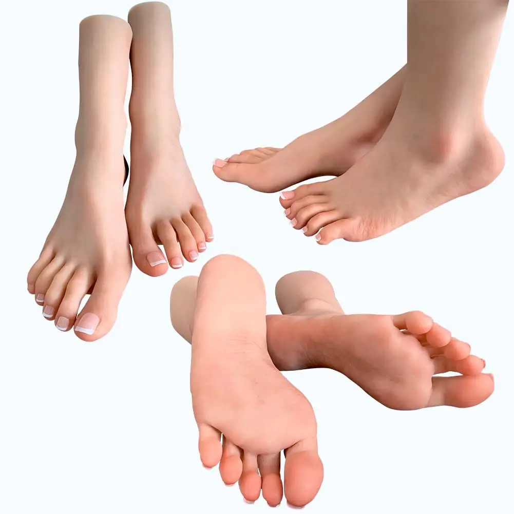 Eyung Realistic Silicone Life Size Female Model Feet Display Jewelry Sandals Socks Art Collection with Nails a Pair of Feet