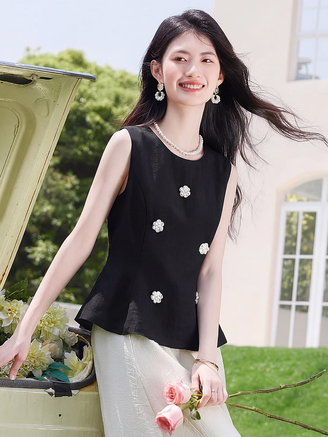 

Женская блузка Xin Fei YU Rui Sel без рукавов, повседневный топ с завышенной талией во французском стиле, приталенный, дышащий, легкий, летняя новинка