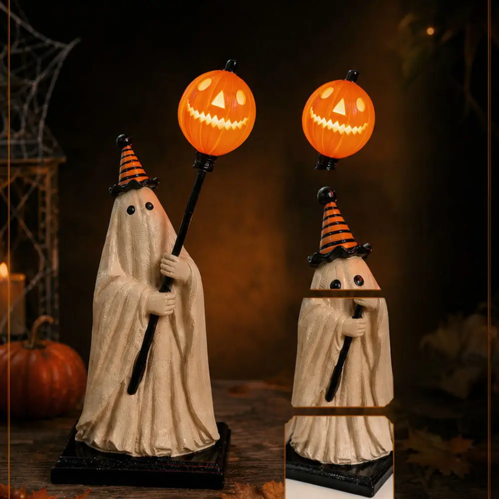 Creative Halloween Pumpkin Ghost Decor Resin Figurine Party Atmosphere Props For Home Business Doorway Festive Layout
