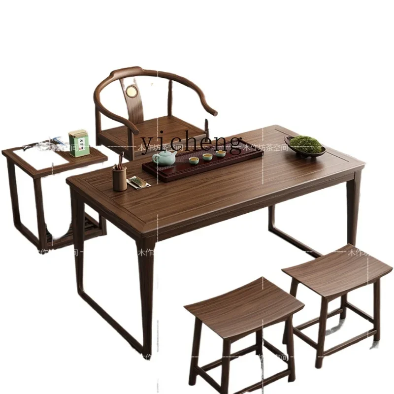 

XL balcony small tea table and chair combination new Chinese walnut solid wood small tea table coffee table