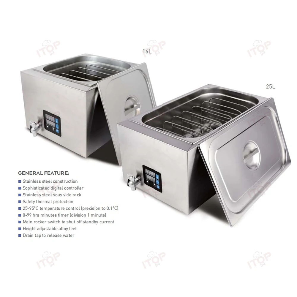 

ITOP 13L/ 20L Sous Vide Cooker Commercial Slow Cooker with Racks Thermal Circulators 40 – 95℃ Timer 0~99 hours