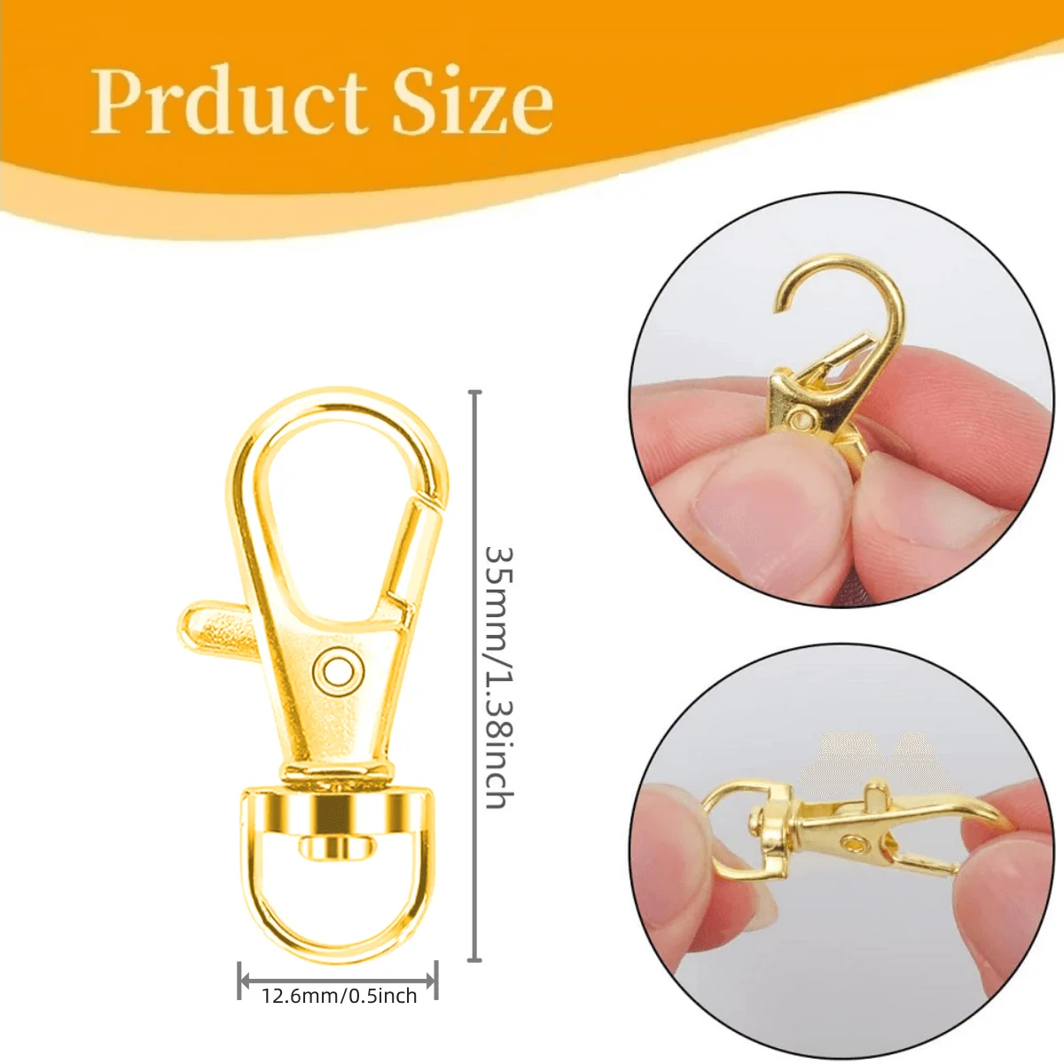 10PCS Keychain Hook Clip Swivel Spring Hook Lobster Claw Clasp Swivel Keychain for Keychain Making DIY Crafts Lanyard Making