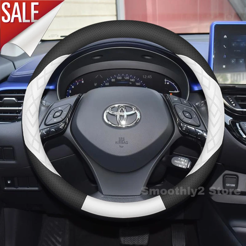 Leather Car Steering Wheel Cover For Toyota C-HR Crown Sports 2016-2024 2025 Non-slip Auto Steering Wheel Toyota CHR Accessories - Image 3