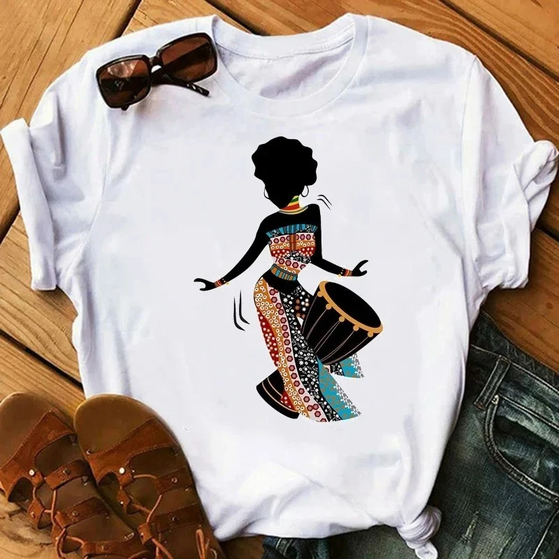 

African T Shirt Women Melanin Shirt Aesthetic Clothes Haut Femme Summer Tops White Female T-Shirt