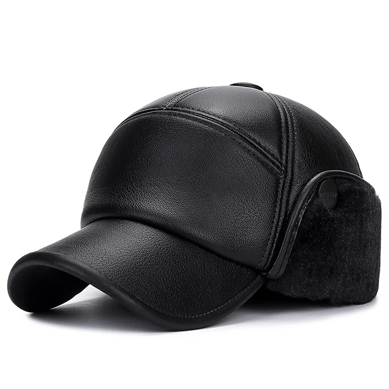 Winter Baseball Cap For Men Earmuffs Warm Thicker Cap Snapback Ear Protection Dad Hats Old Man Hat