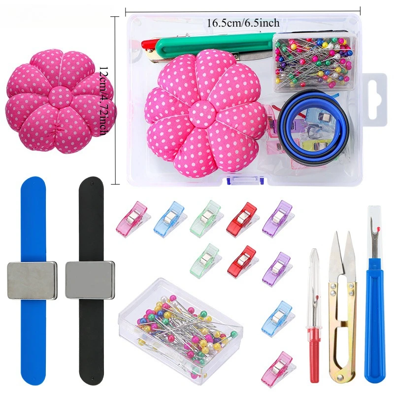 مجموعة وسائد دبوس الخياطة مع مقص التماس وشريط القياس للخياطة اليدوية مجموعة إكسسوارات يدوية الصنع #2