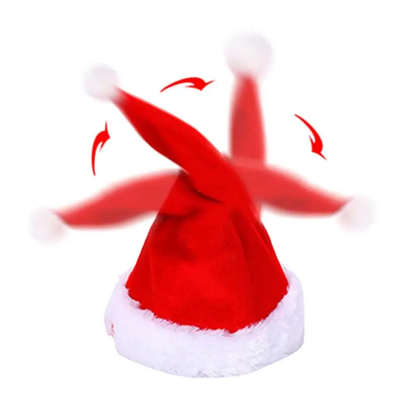 Singing Christmas Hat Musical Christmas Hat Electric Dancing Moving Santa Hat Funny Toy Party Hat Red And White Santa Hat