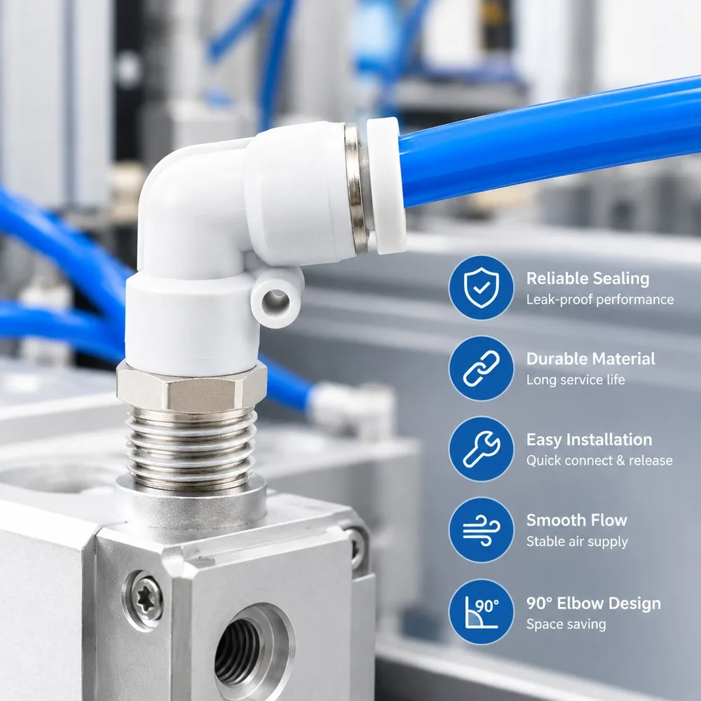 Plastic Air Fitting Pneumatic Adaptor Male Thread with Mounting Hole Push To Connect Air Tube Fitting BSPT Threads 1/8