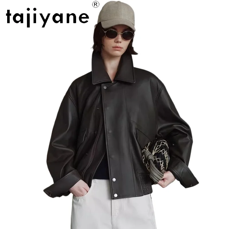 TAJIYANE 100% Genuine Cowhide Leather Jacket Woman Retro Casual Coat High-End Real Leather Jackets 2026 Spring Clothes дубленка