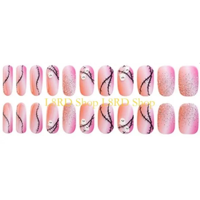 L8RD Halloween Nails Stickers Gels Nails Stickers Halloween Nails Wraps Semi Cured Nails Polish Strips Full Nails Wrap