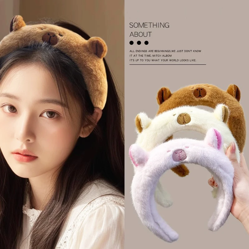 Plush Capybara Hair Bands Female Wash Face Water Dolphin High Cranial Top Hair Bands Hair Accessories