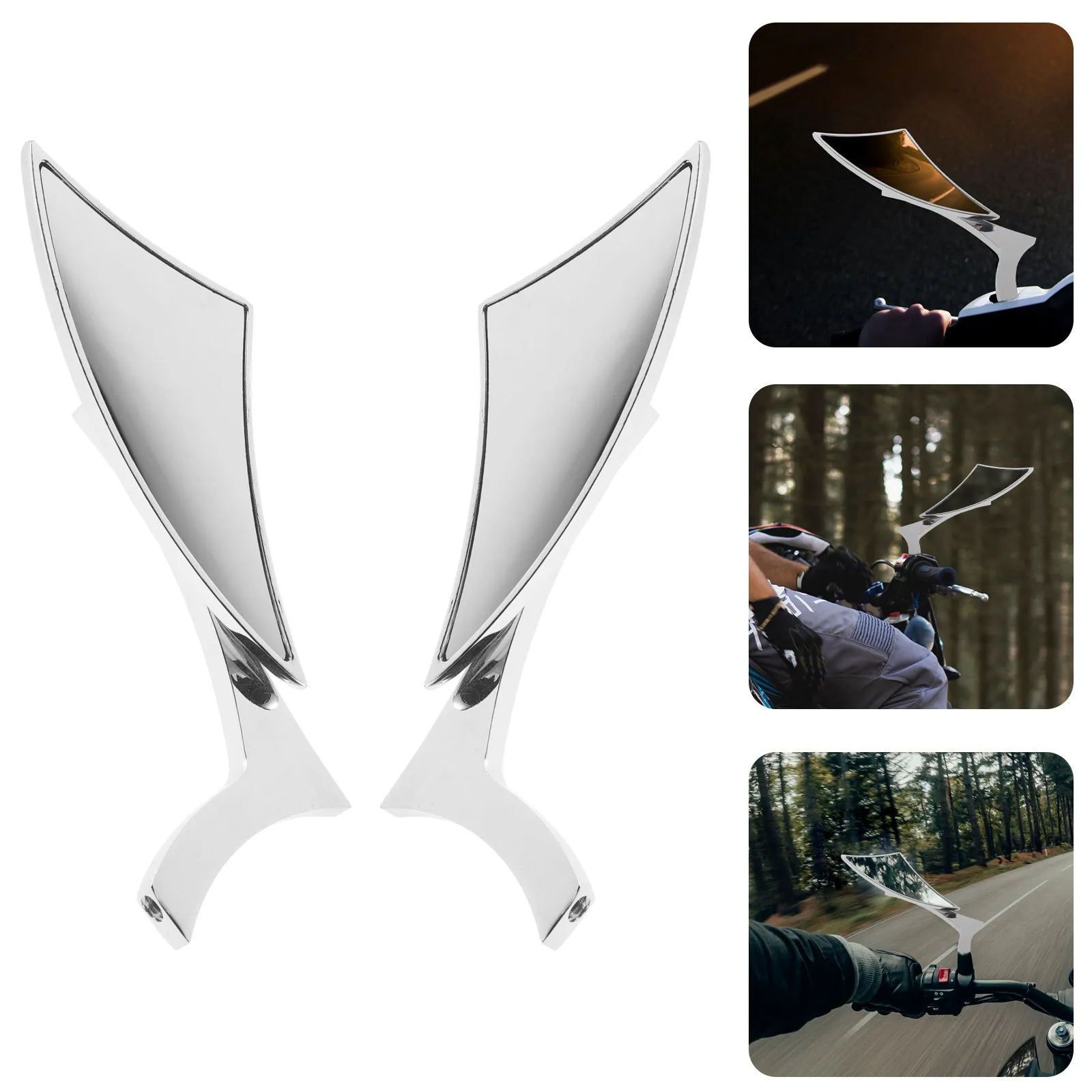 

2Pcs Motorcycle Side Mirrors Durable Aluminum Alloy Glass Glare Reduction Easy DIY Installation Personalized Modification Cool