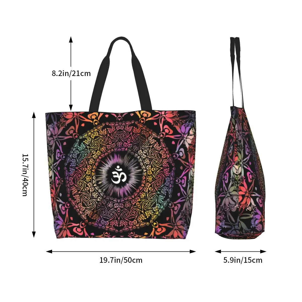 Personalizzato Mandala Om buddismo Aum Shopping Canvas Bag donna riutilizzabile grande capacità generi alimentari Zen Yoga meditazione Shopper Tote