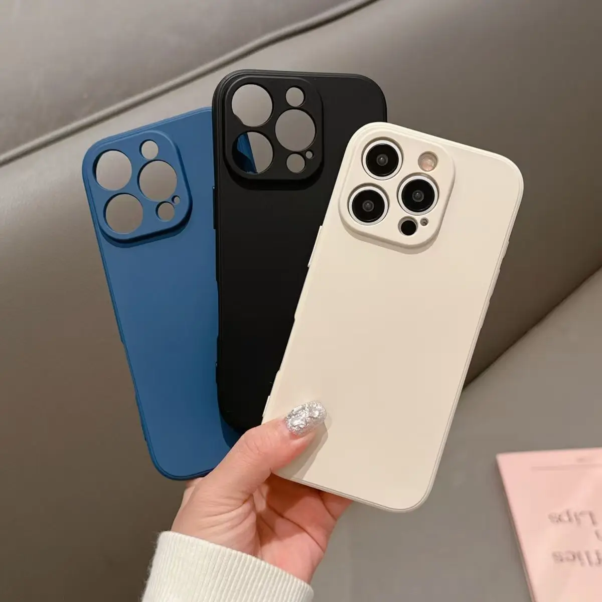 Quadratische, schlichte Silikon-Handyhülle für iPhone 11 12 13 14 15 16 Pro Mini XS Max X XR 15 Plus Cover Coque