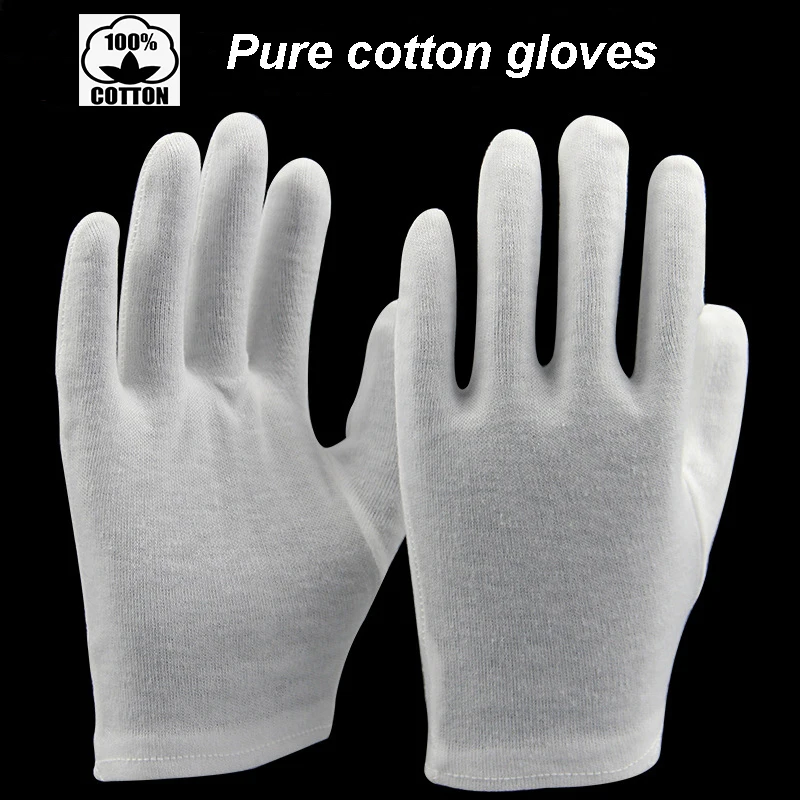 High quality 100% Pure cotton thickening Work gloves comfortable breathable washable etiquette performance jewelry job gloves