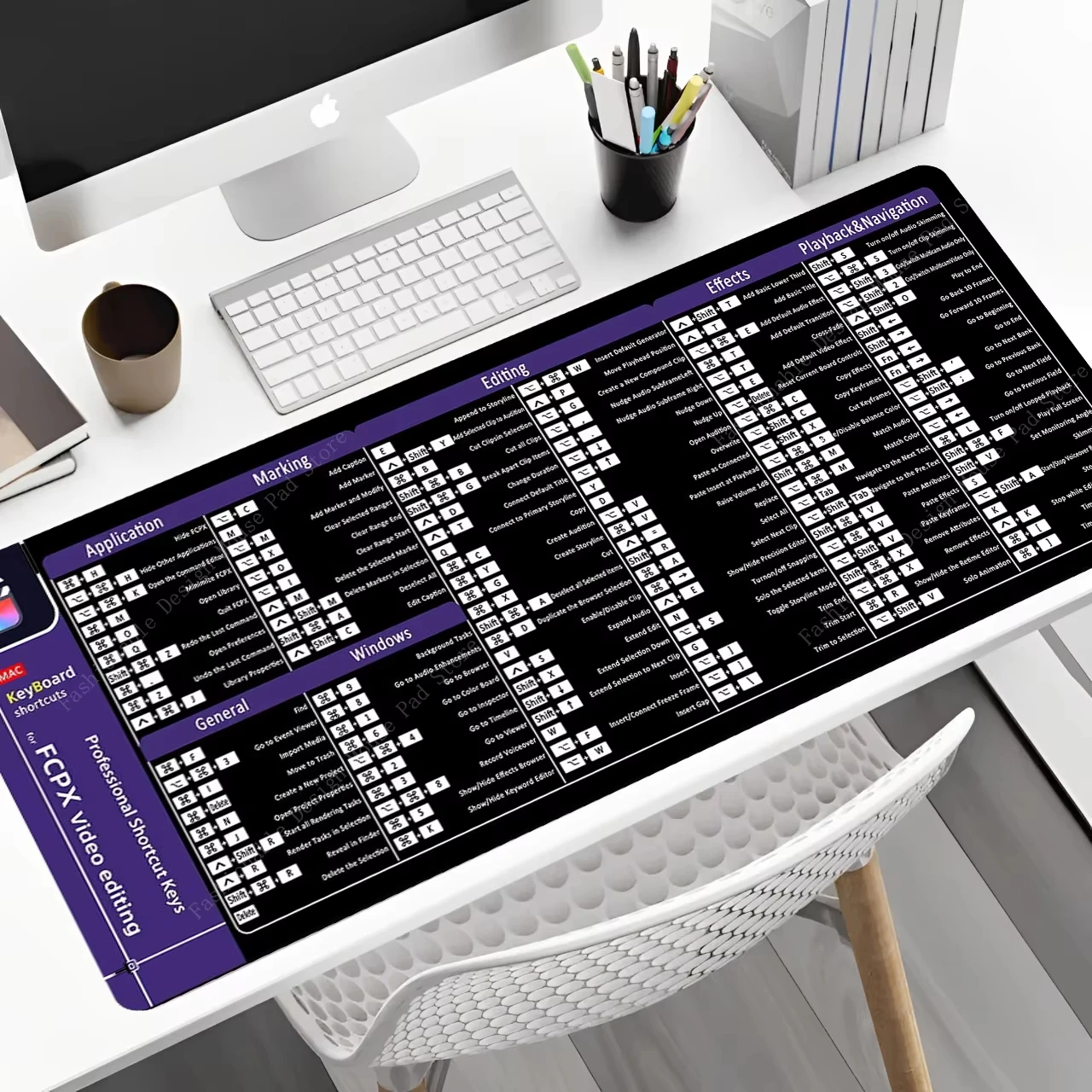 For FCPX Video Editing Professional Shortcuts Keys Mouse Pad Desk Mat Cheat Sheet Software Web AI Engineer Mousepad Office Users