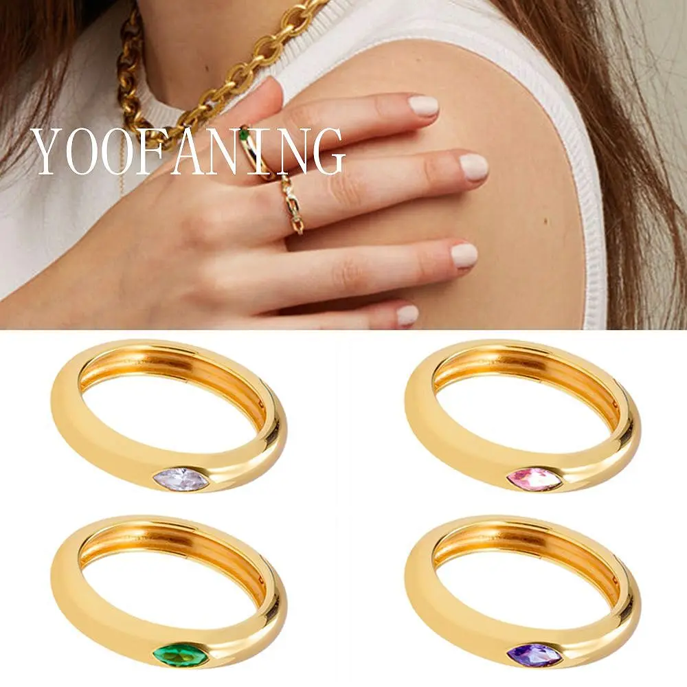 Advanced  Gorgeous 18K Gold-plated Multi-color Crystal Ring Suitable for Women's Fashion Jewelry, Parties Weddings Sizes 6/7/8