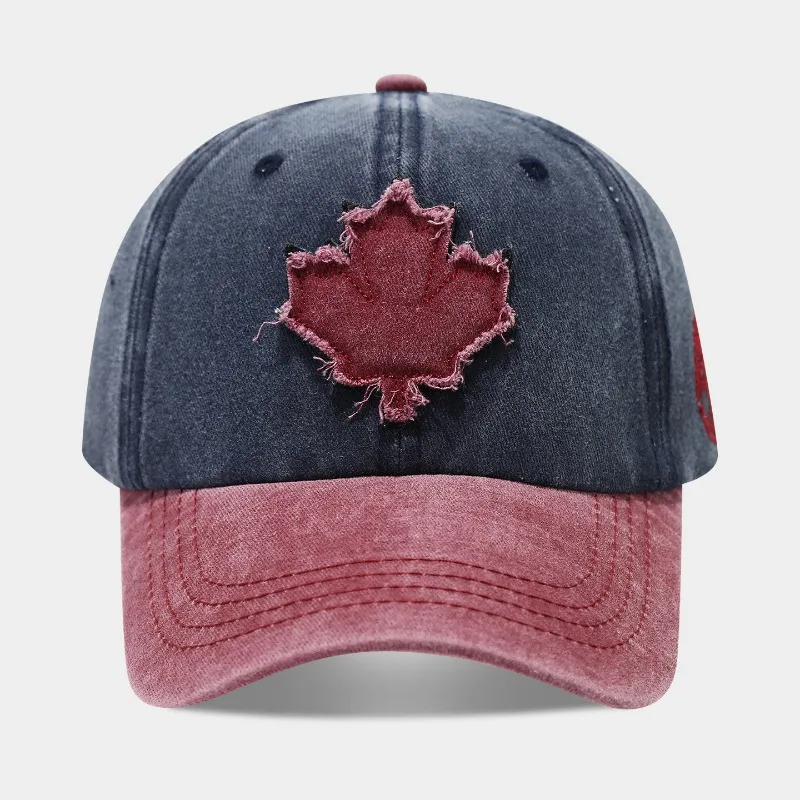 Washed Cotton Baseball Cap for Men Women Canada Maple Leaf Patch Distressed Snapback Hat Vintage Soft Top Sun Trucker Cap