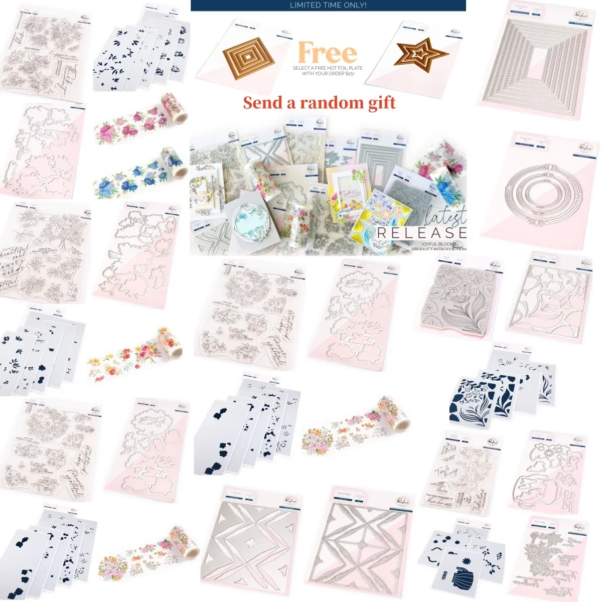 

New Joyful Blooms Cutting Dies Clear Stamps Stencil Hot Foil Washi Tape For DIY Scrapbook Craft Decoration Template