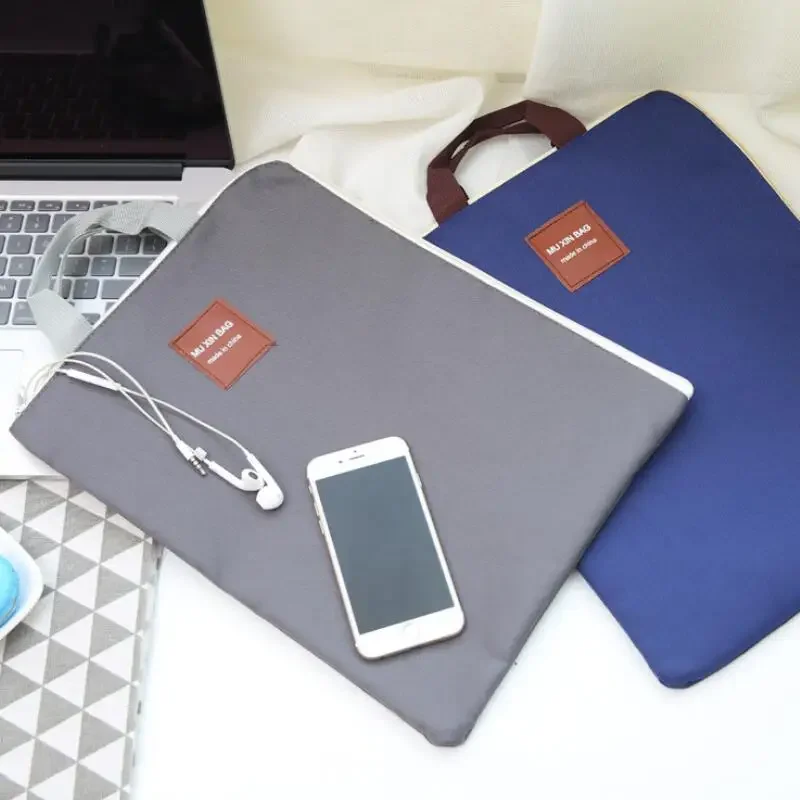 Borsa per laptop alla moda con cerniera Borsa per documenti A4 multistrato in tela Borsa per documenti ufficiale in tessuto di nylon