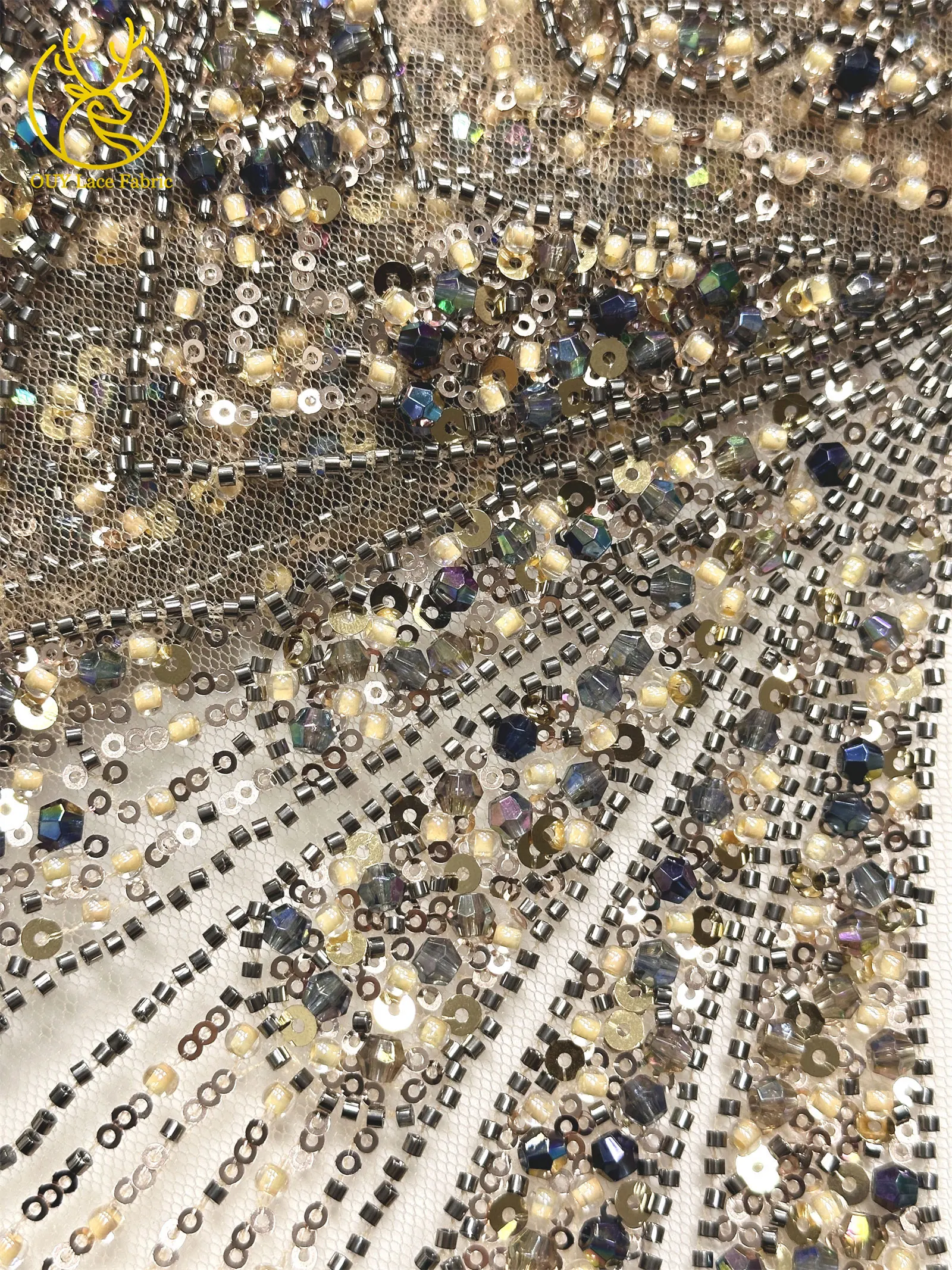 2026 Neuer Afrikanischer Schwer Perlenverzierter Spitzenstoff Hochwertiger Französischer Tüll Pailletten-Spitzenstoff Premium Maßgefertigtes Damen-Abendkleid – Detail 21