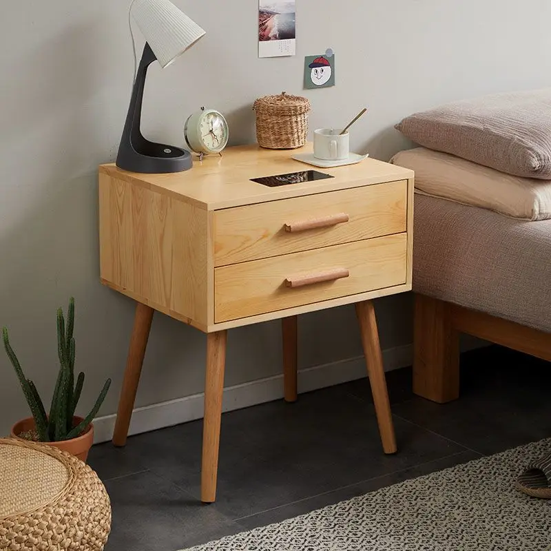 

Nordic solid wood bedside table simple modern bedside table narrow bedside table storage cabinet Nordic style bedside shelf