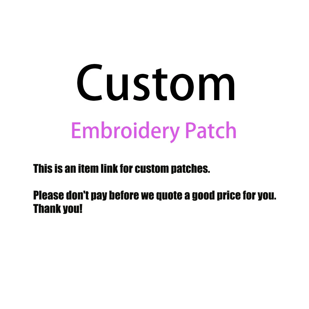 Make Up for Price Difference Link Custom Embroidery Patches Iron on Sew on Appliques Hook and Loop Badges Patch for Clothing