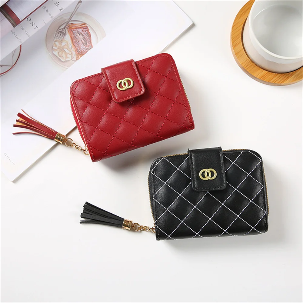 Korean Version Short Casual Women's Wallet With Plaid Pattern Multiple Card Slots Multifunctional Vintage Wallets For Women