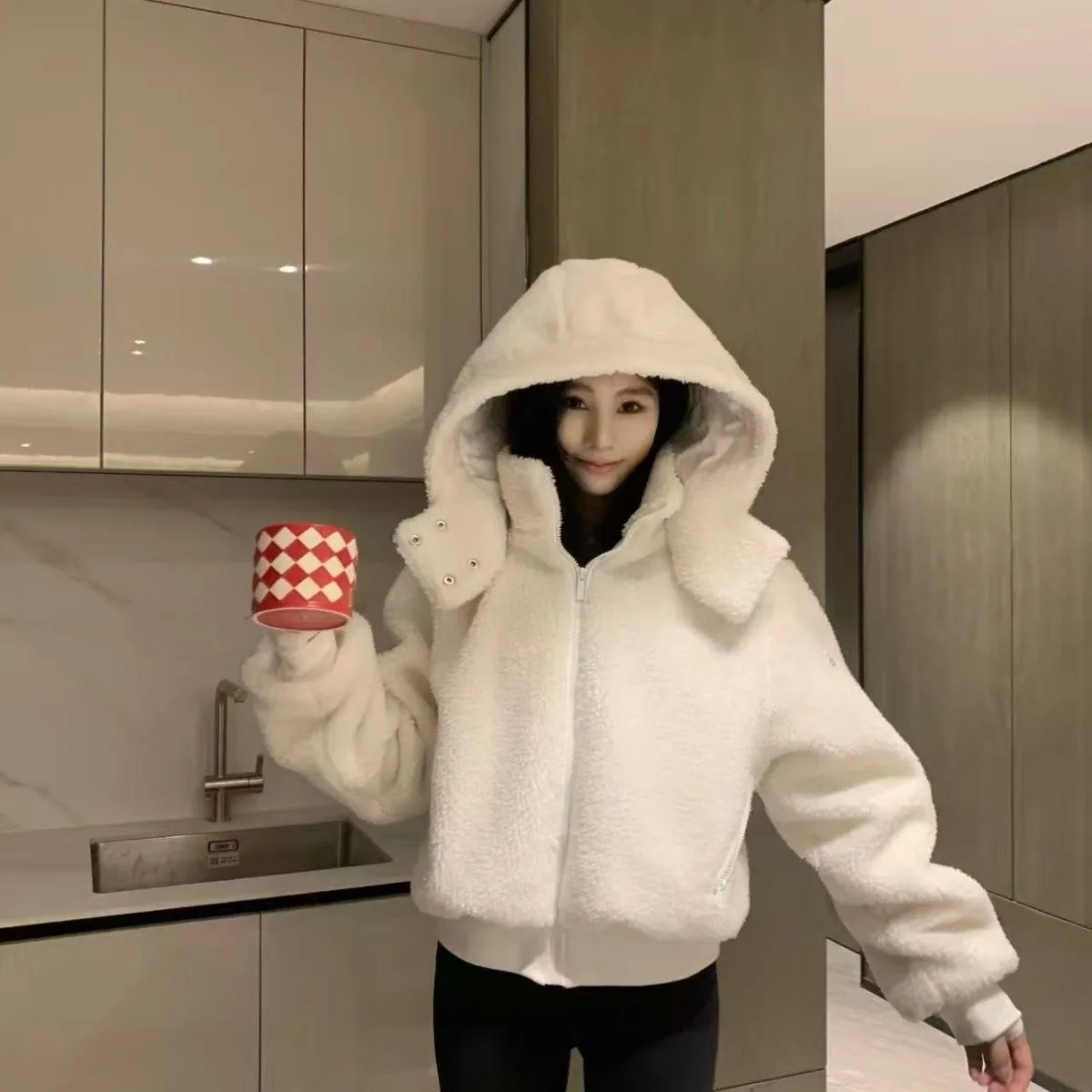 High Quali Spor Winter Faux Fur Jaet Coat Warmth Hooded Plu Lined Zipper Closure Long Sve Loose Fit Commute Sle