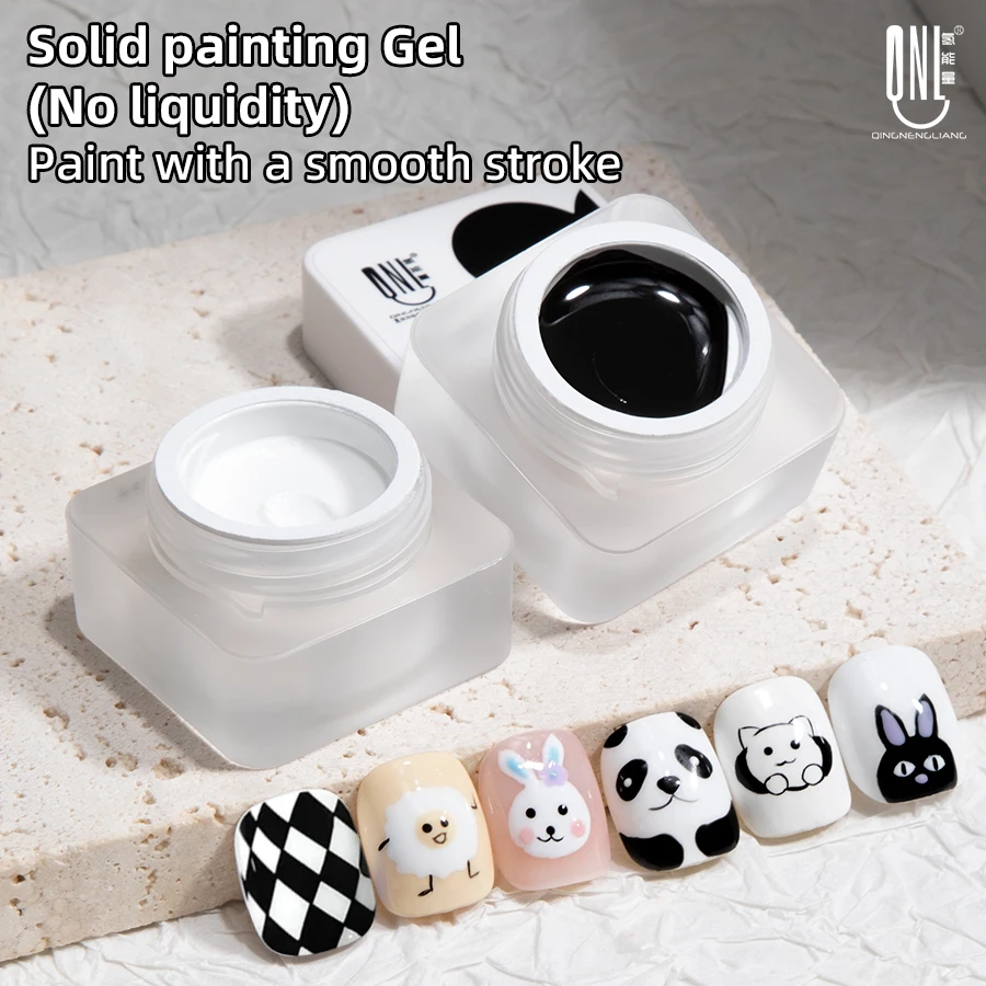 QNL Solid Painting Gel No Liquidity UV LED Nail Art Polish 5g Black White Creamy Texture for DIY Flower Graffiti Nail Design