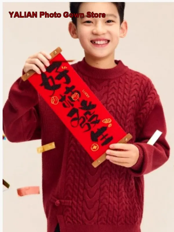 Kids Neo-Chinese Style Knot Button Autumn Winter Older Kids Festive Greeting Outfit Girls