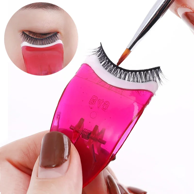 False Eyelash Assistant Portable Eyelash Applicator Tweezers Clip Plastic Eye Makeup Tool For Full Strip And Segmented Eyelashes