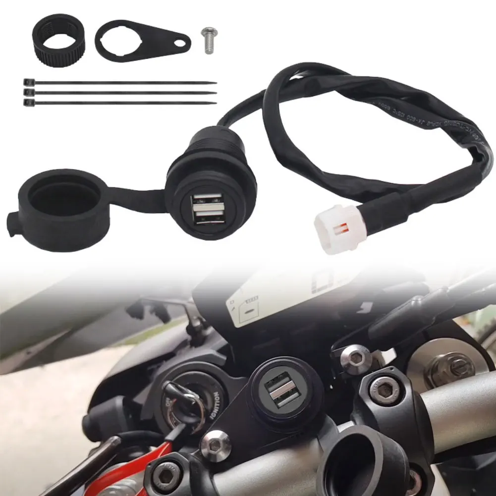 مقبس شاحن USB لـ MT-09 SP لـ XSR700 مزدوج USB مهايئ شاحن محول مأخذ التوصيل 12 فولت DV منفذ محول عدة