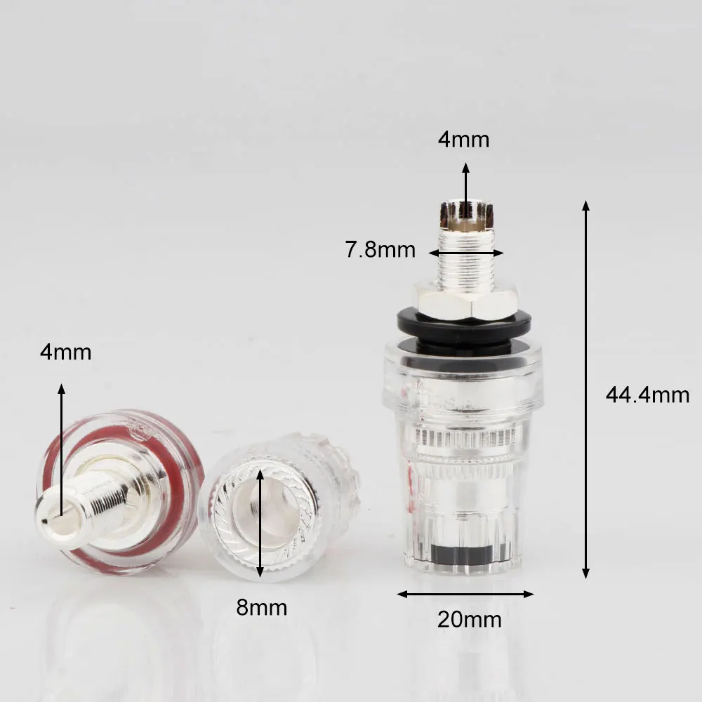 BP1130 4PCS Transparent Rhodium Plated 4mm Entry Diameter Binding Post Short Thread Terminals For Speaker CD Audio Amplifier