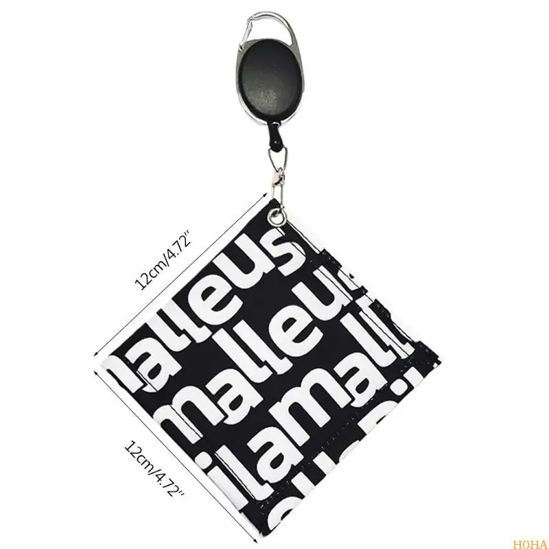 N0HA Square Mini Golf Ball Cleaning منشفة مقاومة للماء مع مشبك سلسلة مفاتيح قابل للسحب #6