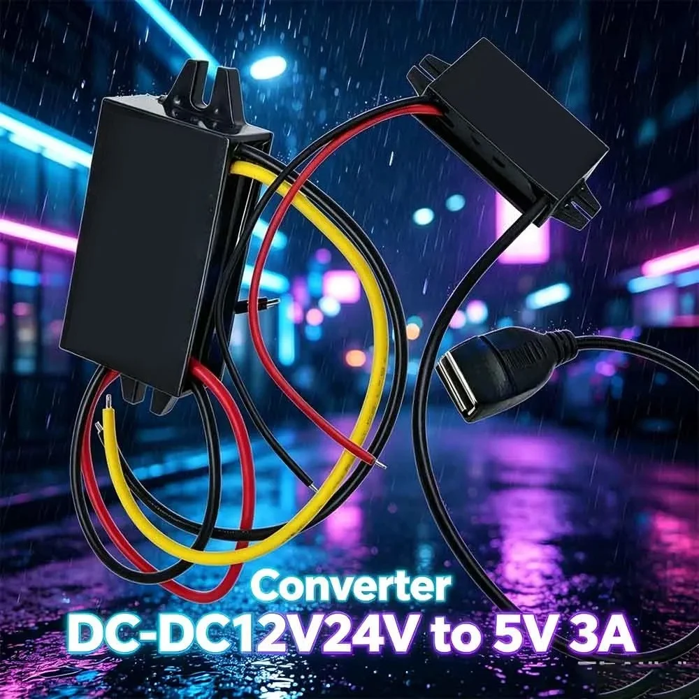 DC-DC12V24V to 5V 3A Micro Mini USB Step Down Voltage Power Supply Output Adapter Low Heat Auto Protection Car Power Converter