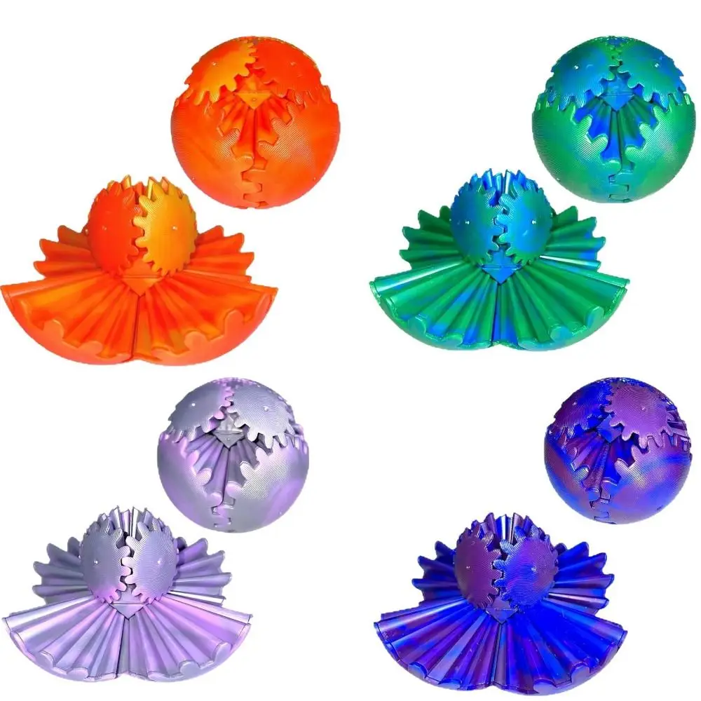 

Kids Toy Eye-catching 3D Gear Ball Gear Sphere Lightweight 3D Printed Gear Ball Colorful Relaxing Deformation Spin Ball Desk Toy