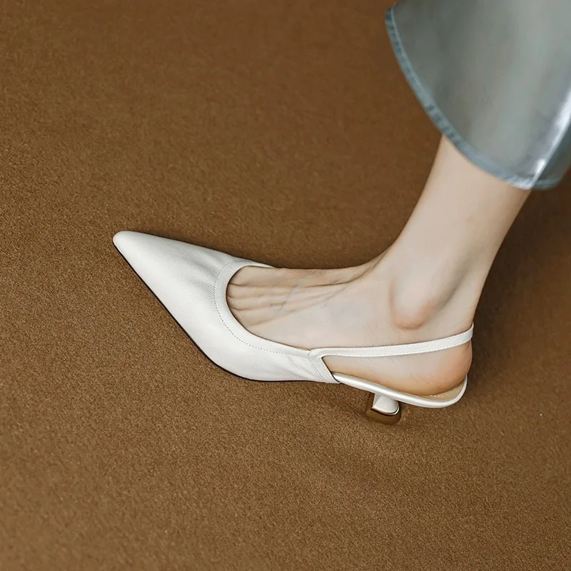 French Temperament Toe Sandals Women's Summer  New Pointed Toe Stiletto Buckle Strap High Heels Women's Hair Substitute