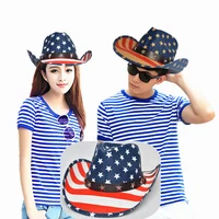 Outdoor New Classic American Flag Western Cowboy Hats Summer Women Sun Blocking Travel Cap Men Wide Brim Beach Party Fishing Hat - Image 2