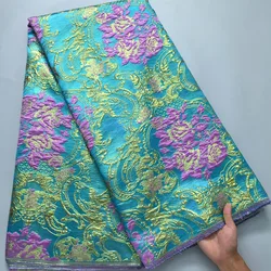 Latest African Jacquard Gilding Lace Fabric Tissue 5 Yards 2024 High Quality Nigerian Brocade Lace Fabric For Gown Dress S3995