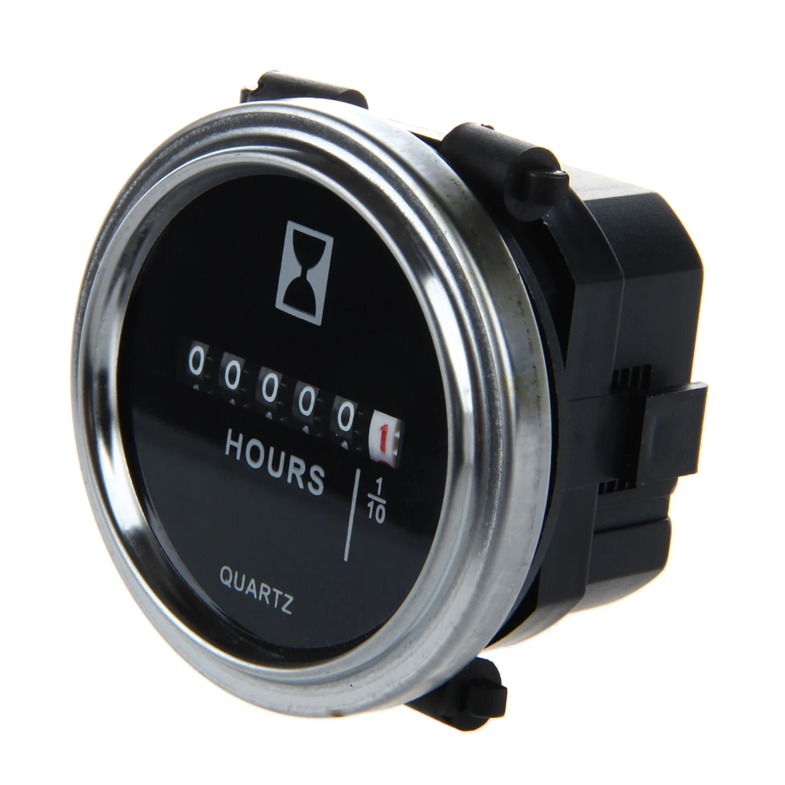 Hour Meter 6 a 80 Volts DC - Round guarnição prateada