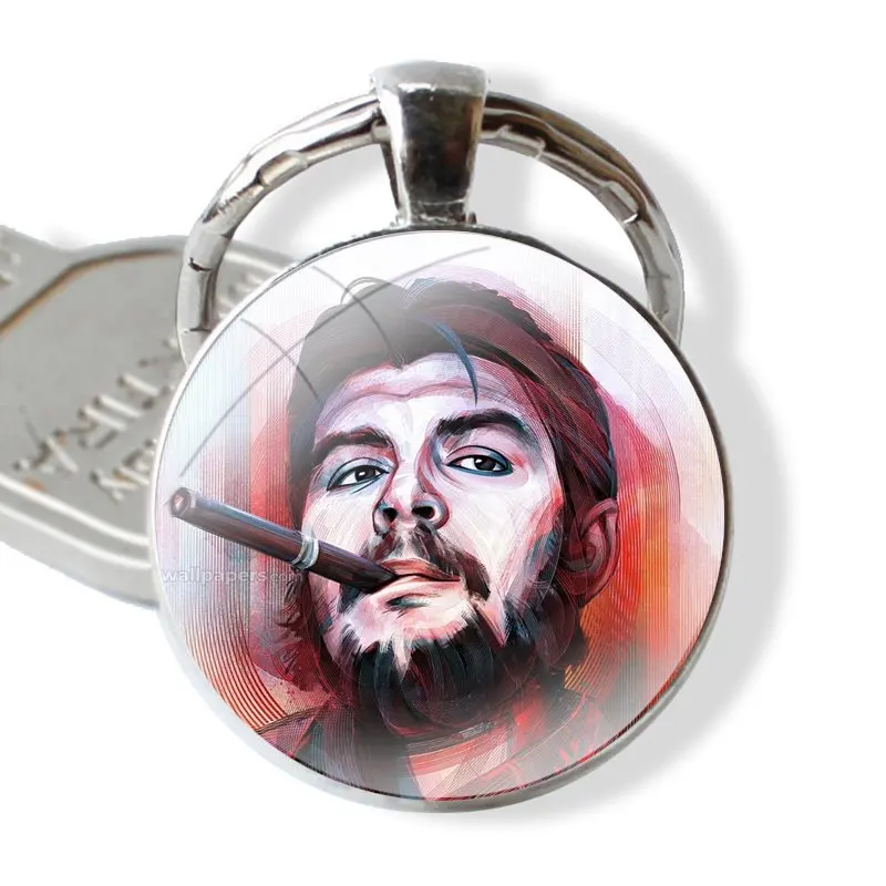 che guevara Smoking Che Guevara Cigar 25mm Glass Cabohcon Keychain Key Rings for Women Men Jewelry Gift