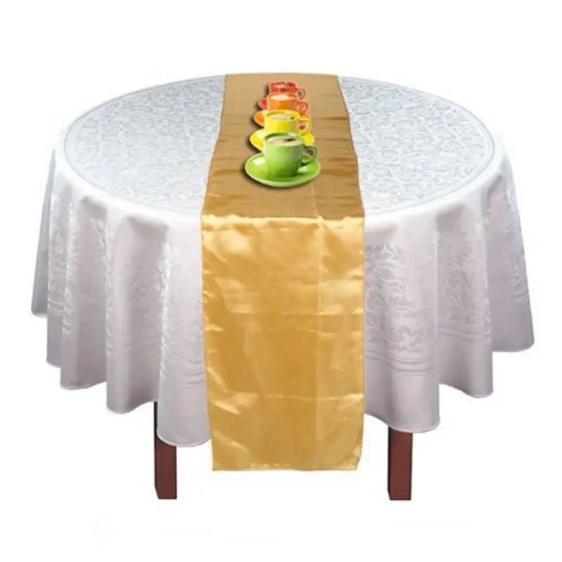 6X Runner Table Cloth Centre In Satin Gold 30 X 275 Cm-[A22I Store]