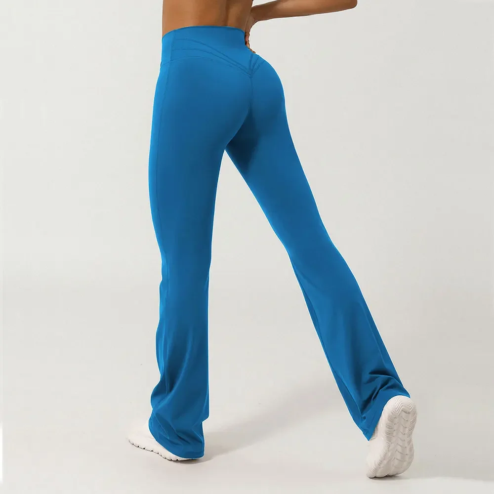 

Women Yoga Bell-bottoms Tight Lifting High Waist Tights Cross Waist Sport Flared Pants Gym Running Breathable Fitness Leggings